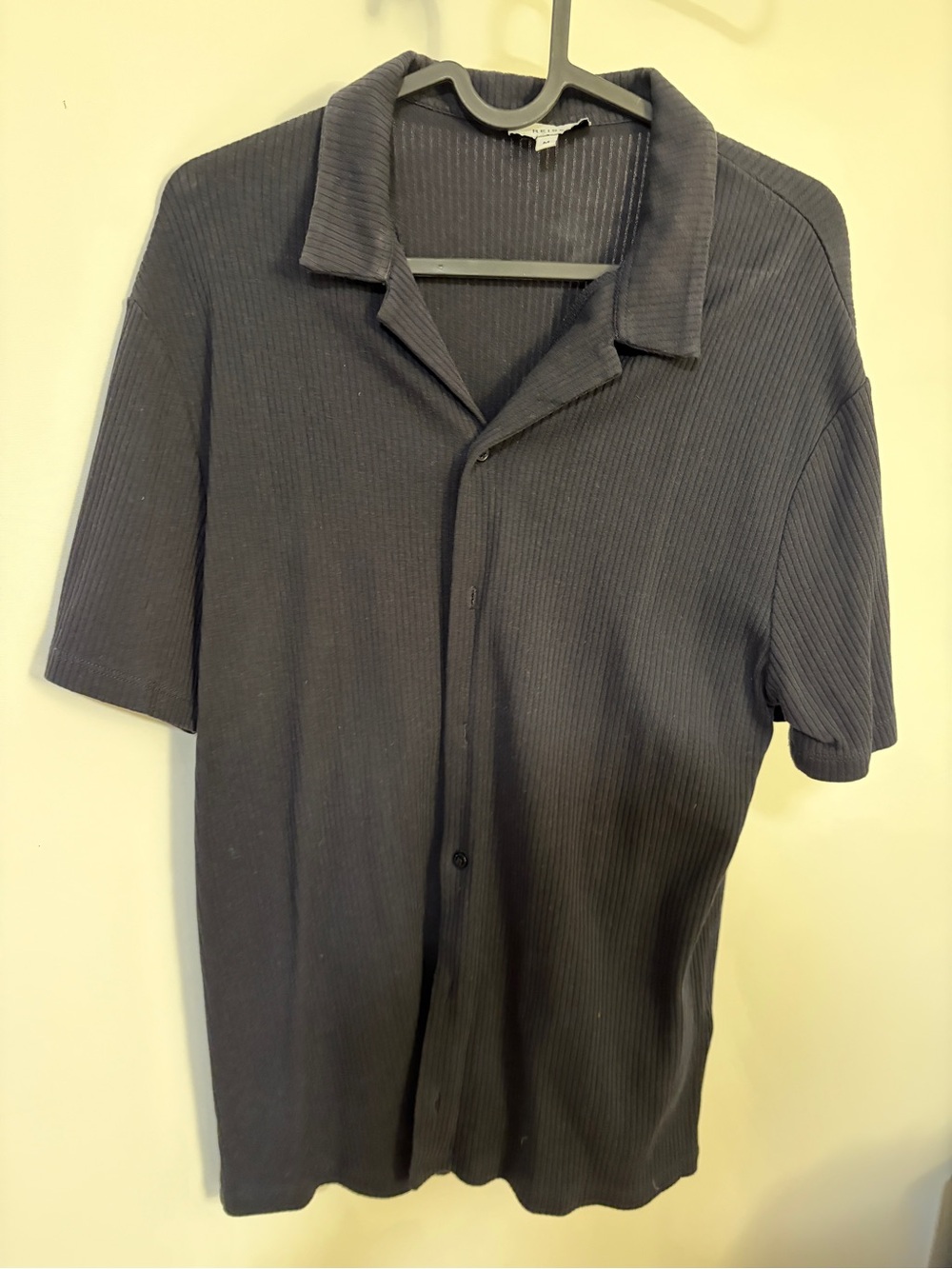 Reiss Men's Short-Sleeve Ribbed Button Polo - Black